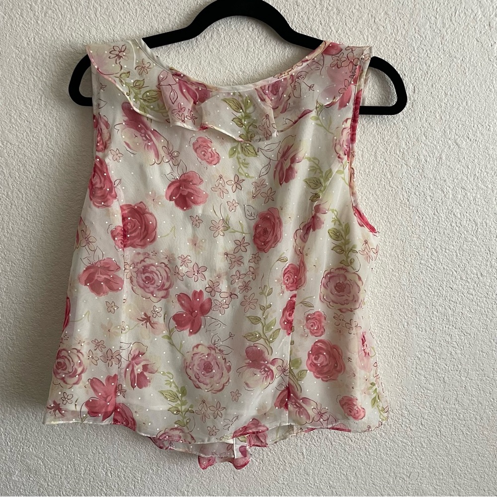 NWT Vintage Pierre Cardin Pastel Ruffle Women’s Top Size 14 - Picture 4 of 4
